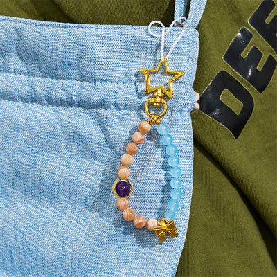 Olivenorma Sun Stone & Aquamarine Keychain Crystal Phone Strap - image 4