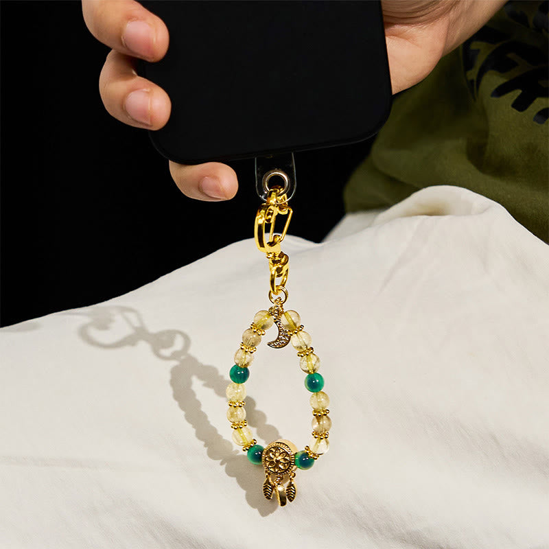 Olivenorma Candy Agate & Gold Rutilated Quartz Keychain Crystal Phone Strap - image 3