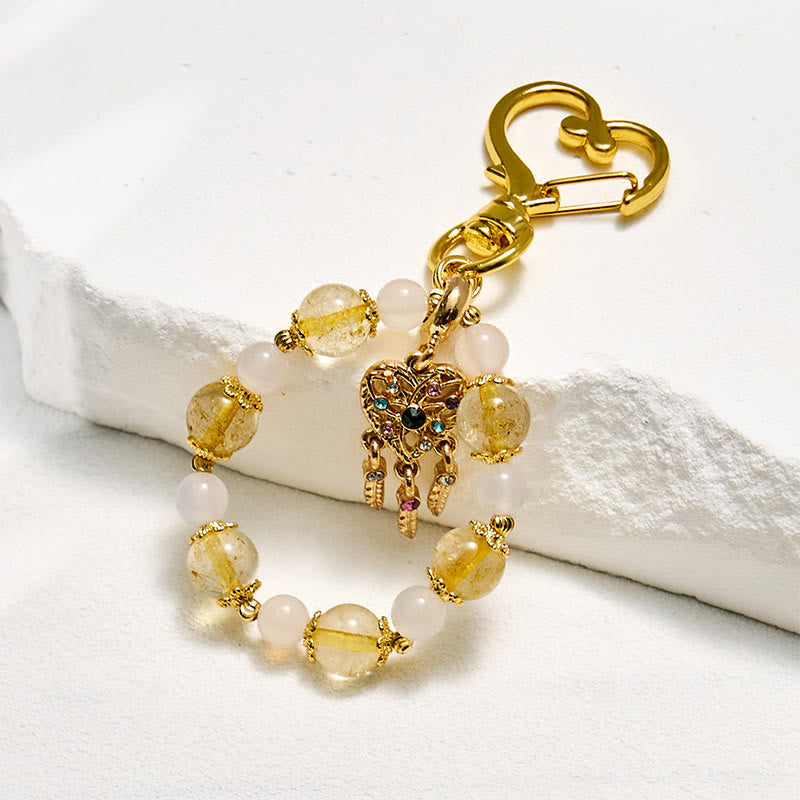 Olivenorma Clear Crystal & Gold Rutilated Quartz Keychain Crystal Phone Strap - Clear Crystal & Gold Rutilated Quartz - image 0