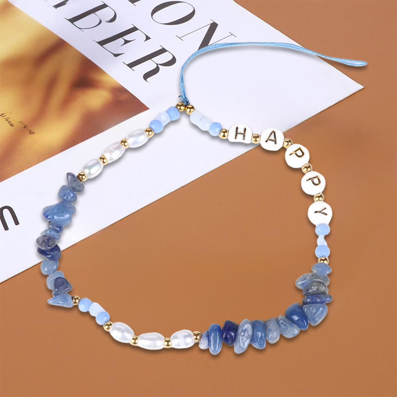 Olivenorma Natural Pearl Keychain Crystal Phone Strap - Blue Aventurine - image 11