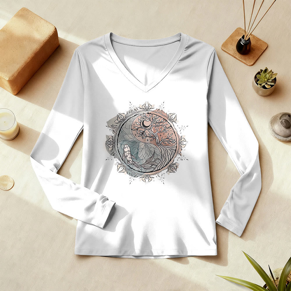 Olivenorma Tree of Life Inspirational Long Sleeve V-Neck T-Shirt - image 0