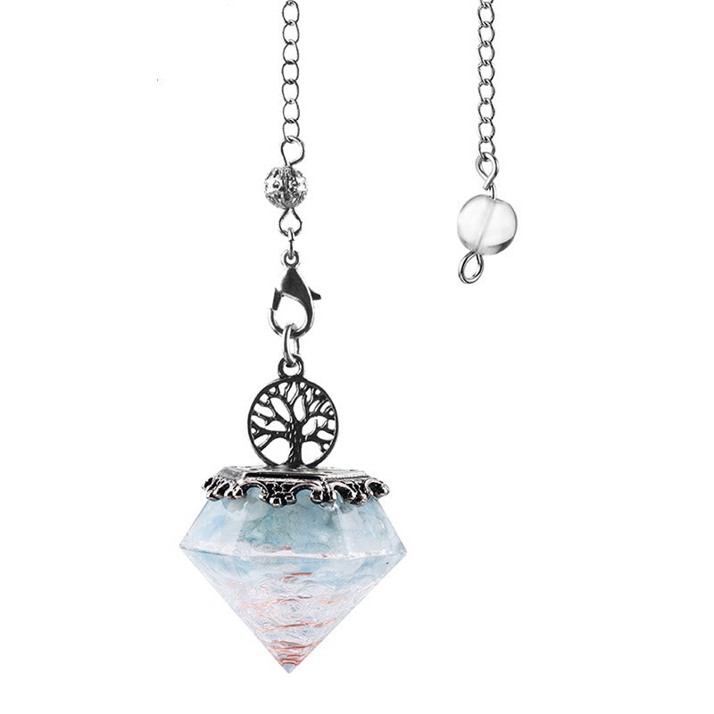 Olivenorma Natural Crystal Geometric Tree of Life Pendulum