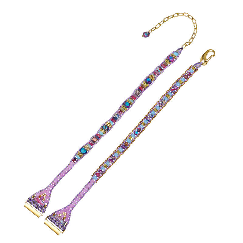 Olivenorma Crystal Beaded Purple Braided Samsung Strap Bracelet