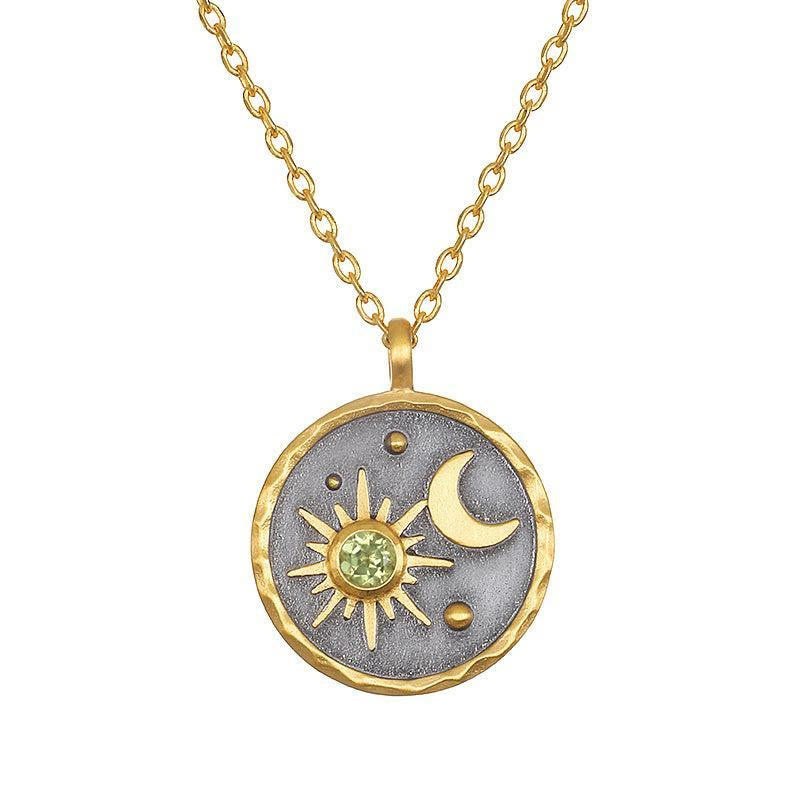 Olivenorma "Day and Night"-Sun & Moon Birthstone Necklace