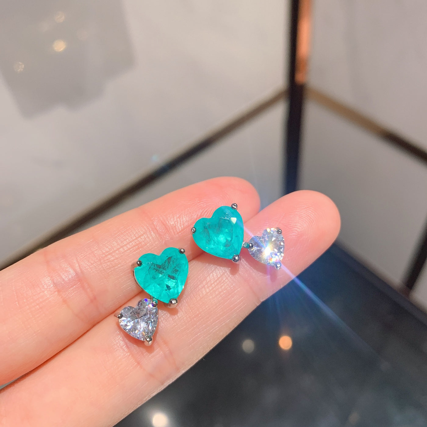 Olivenorma Heart Shape Paraiba Tourmaline Necklace Earrings