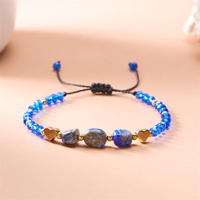 Olivenorma Irregular Natural Gravel Love Beaded Braided Bracelet