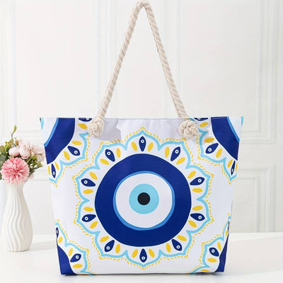 Olivenorma Blue Evil Eye Women Beach Tote Bag