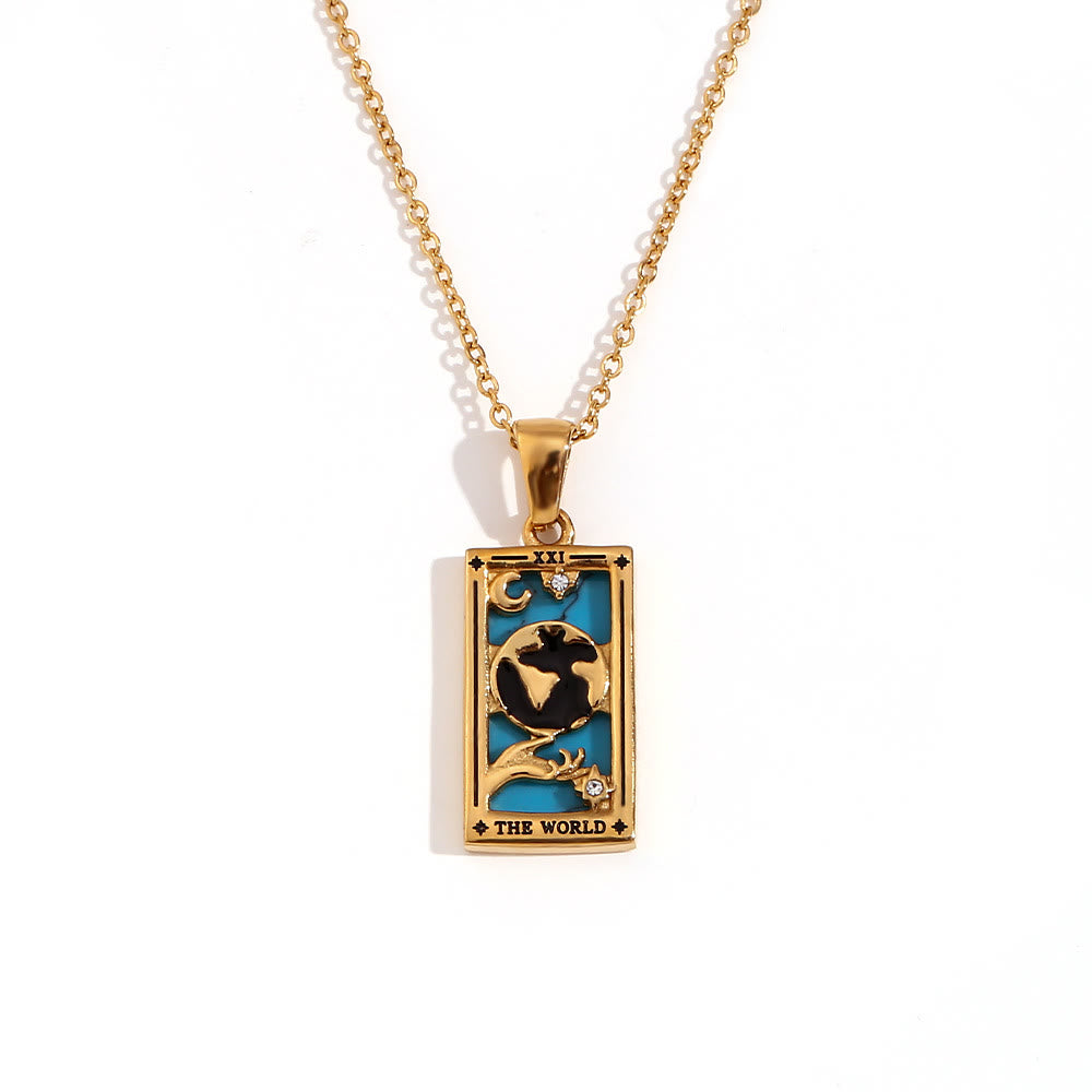 Olivenorma Stainless Steel 18k Gold Plated Tarot Card Necklace