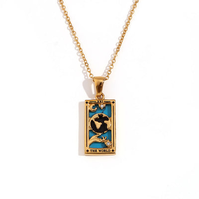 Olivenorma Stainless Steel 18k Gold Plated Tarot Card Necklace