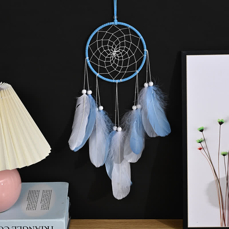 Olivenorma Handwoven Feather Pendant Pink Color Dream Catcher