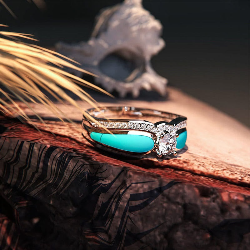 Olivenorma Blue Lagoon Turquoise 2 Piece Ring