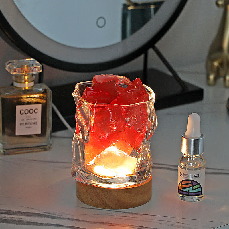 Olivenorma Irregular Glass Stone Essential Oil Crystal Aromatherapy Lamp