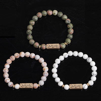 Olivenorma Natural Gemstone Active Faith Engraving Bracelet