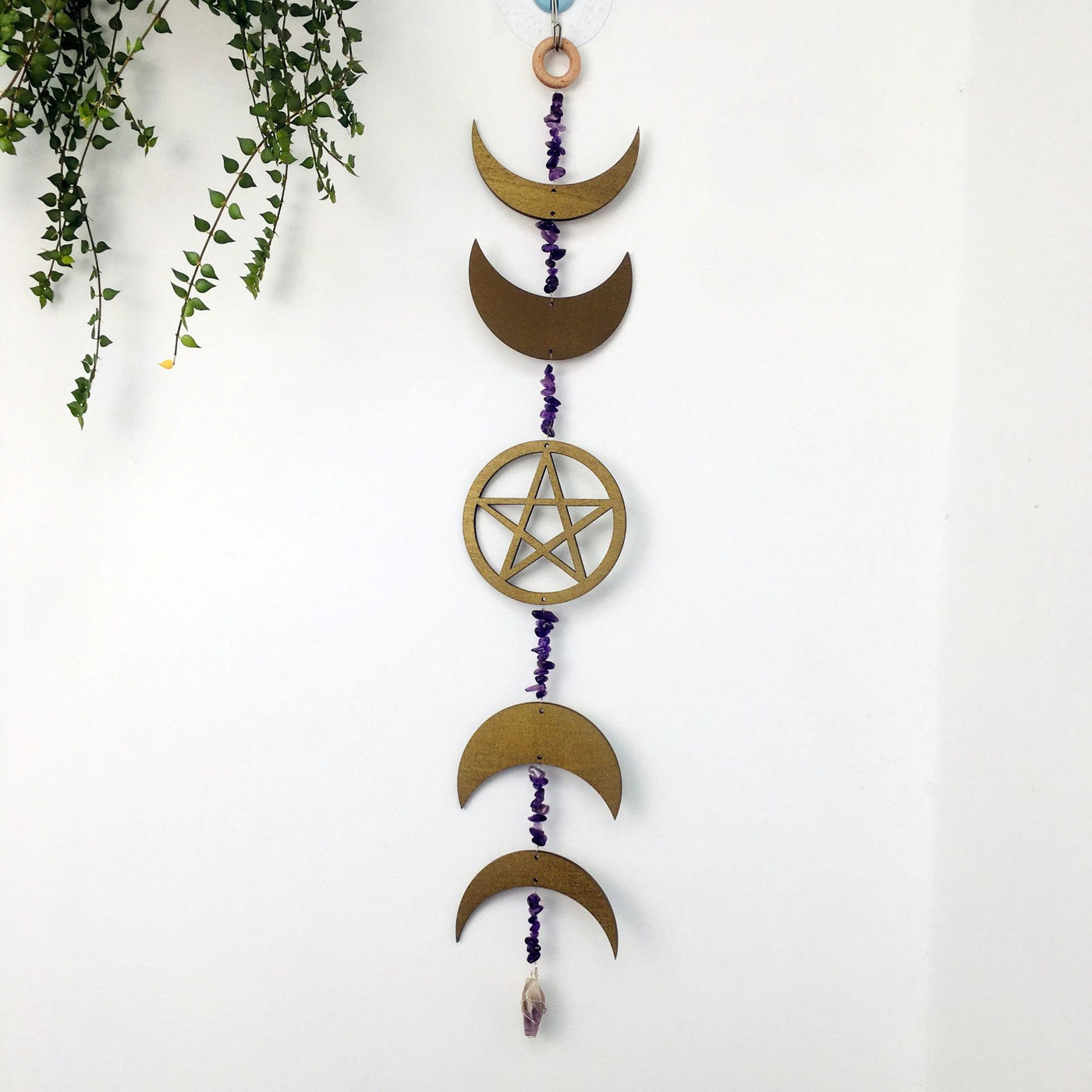 Olivenorma Amethyst Gravel Pentagram Moon Phase Wall Decor