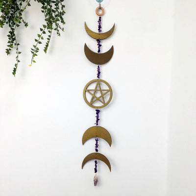 Olivenorma Amethyst Gravel Pentagram Moon Phase Wall Decor