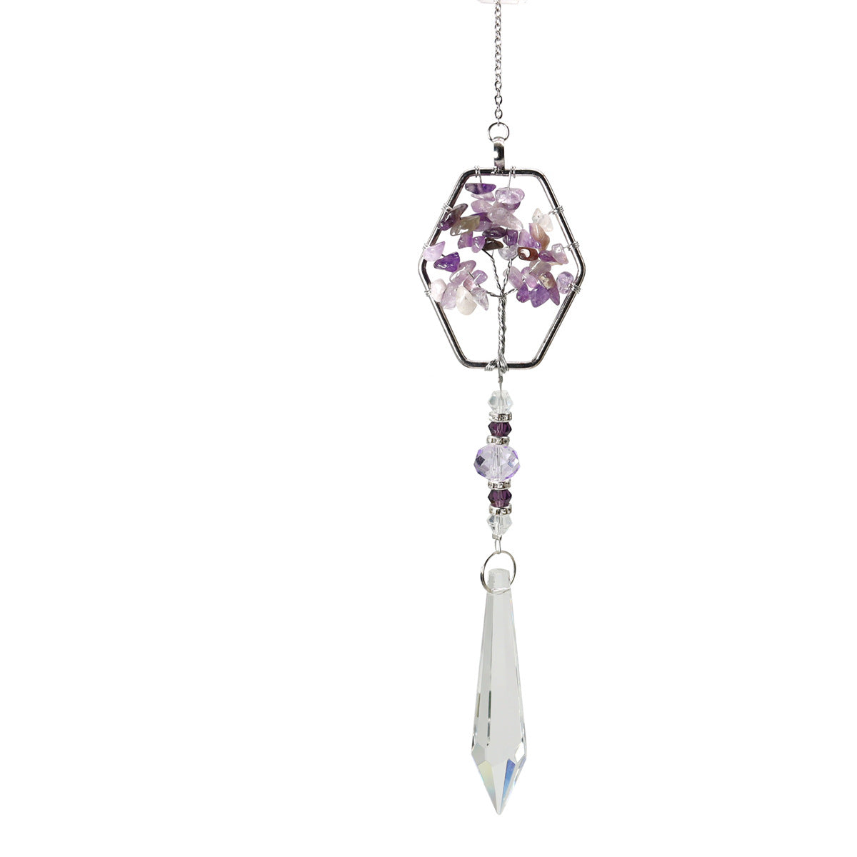 Olivenorma Natural Amethyst Tree Of Life Suncatcher Wind Chime