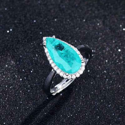 Olivenorma Various Paraiba Tourmaline Simulated Diamond Adjustable Ring