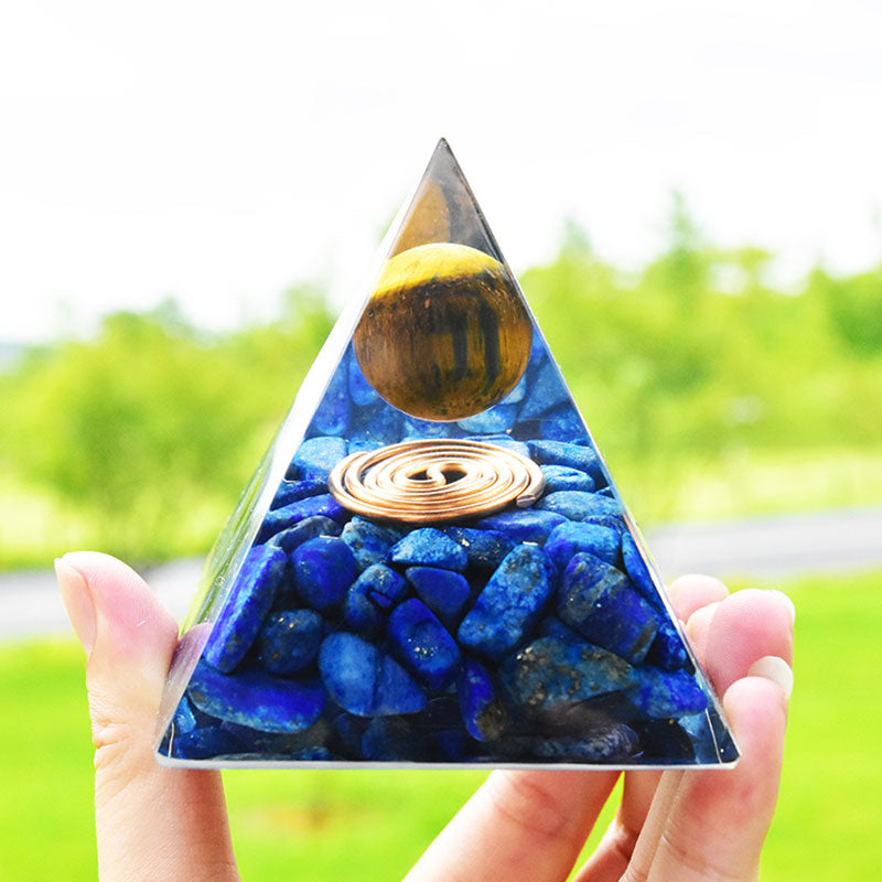 Olivenorma Lapis Lazuli Tiger Eye Orgone Pyramid