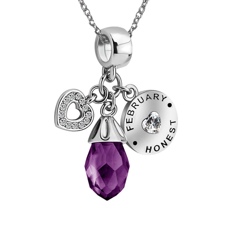 Olivenorma Diamond Heart Pendant Birthstone Necklace