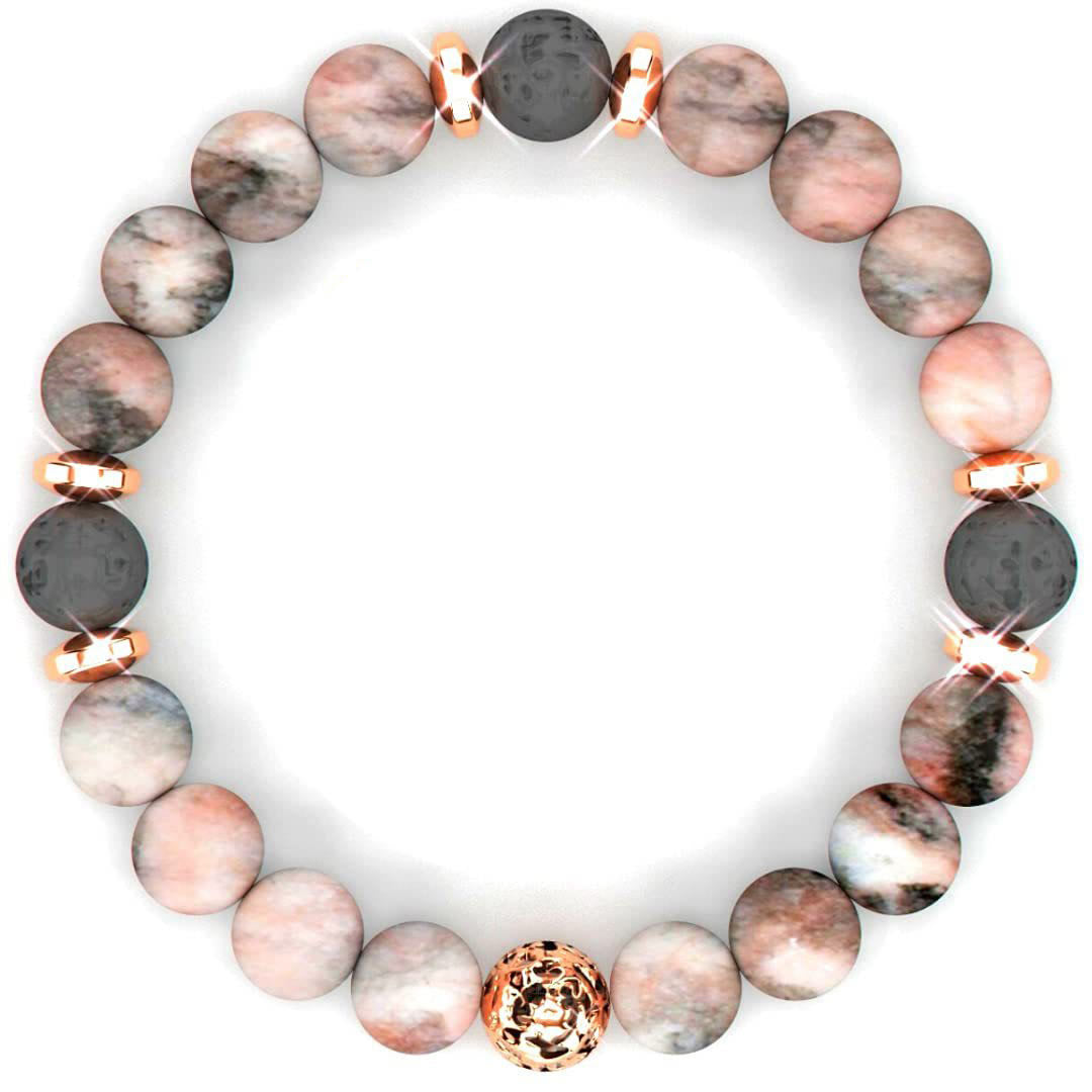 Olivenorma Rhodonite Lava Stone With Lavender Essential Oil Bracelet