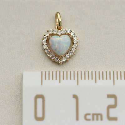 Olivenorma Opal White Zircon Heart Pendant Necklace