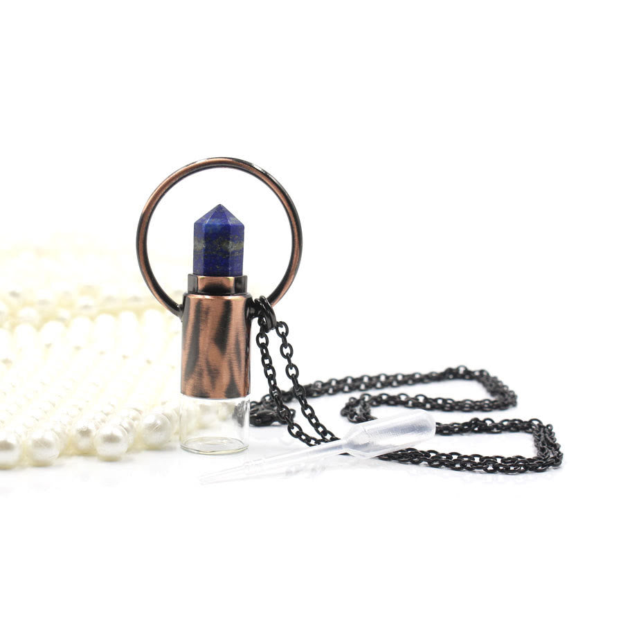 Olivenorma Natural Crystal Prismatic Bullet Perfume Bottle Pendant