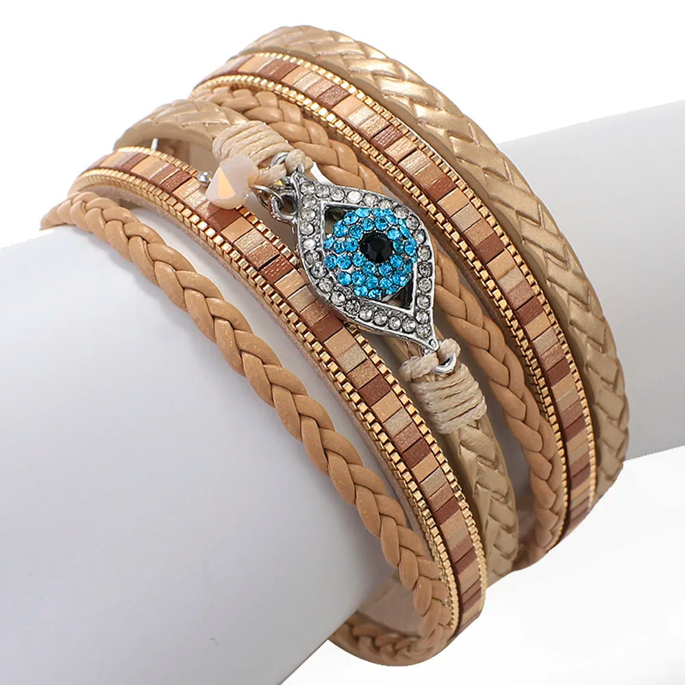 Olivenorma White Zircon Paraiba Tourmaline Evil Eye Bracelet