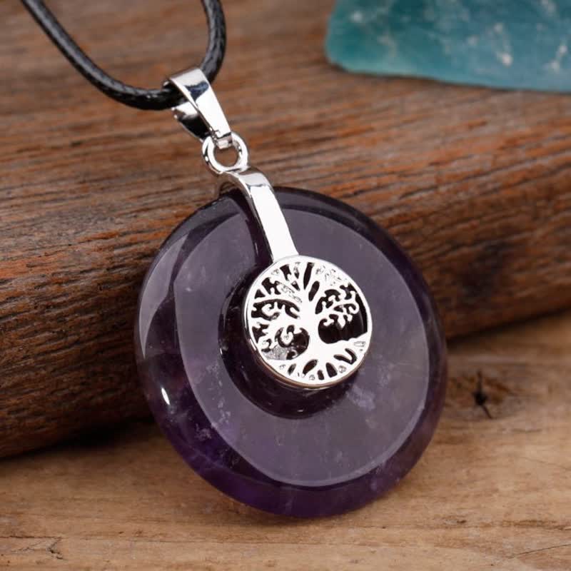 Olivenorma Natural Crystal Peace Buckle Tree Of Life Necklace