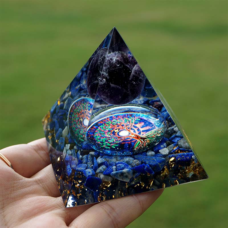 Olivenorma Amethyst With Lapis Lazuli Reki Orgone Pyramid