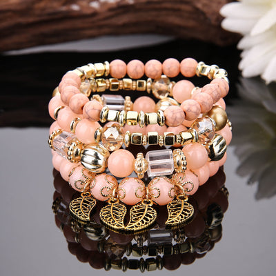 Olivenorma Bohemian Leaf Pendant Accessories Multilayer Bracelet Set