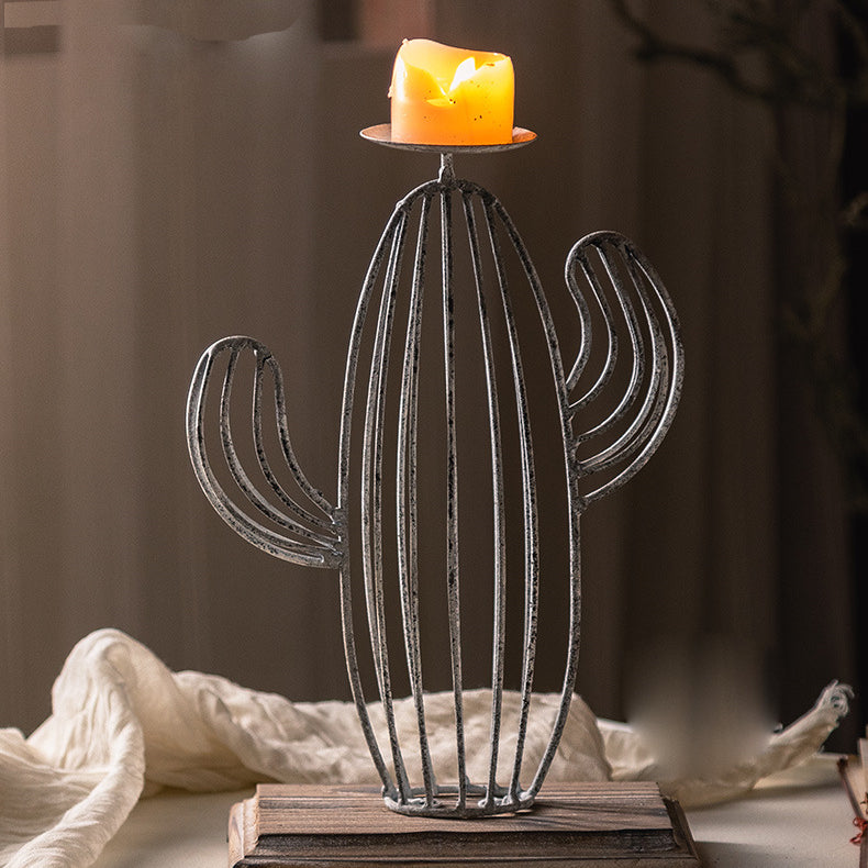 Olivenorma Cactus Wrought Iron Table Decoration Candle Holder