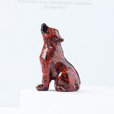 Olivenorma Natural Crystal Little Wolf Boy Gemstone Decoration - Mahogany Obsidian - image 2