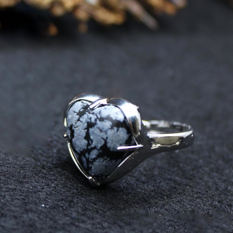 Olivenorma Natural Stone Crystal Heart Ring