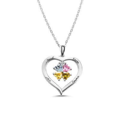 Olivenorma Personalized Heart Shape Birthstone with 1-6 Engraved Names Necklace