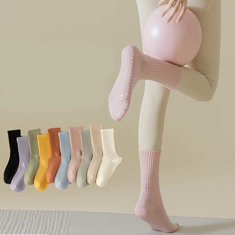 Olivenorma Non Slip Solid Striped Textured Crew Sock Yoga Socks