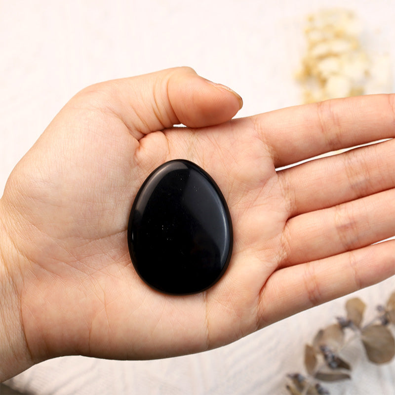 Olivenorma Black Onyx Egg Thumb Worry Stone