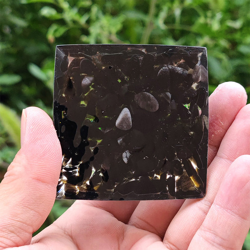 (Clearance 30% OFF / CODE: OFF30) - Olivenorma Obsidian with Peridot Lucky Orgone Pyramid