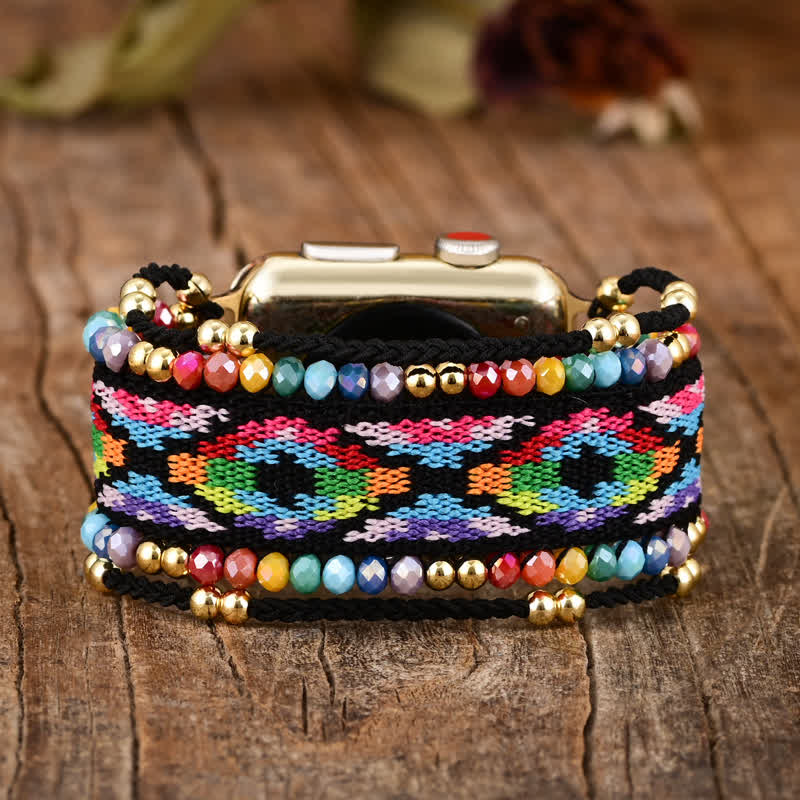 Olivenorma Bohemian Style Colorful Elastic Braided Apple Watch Strap