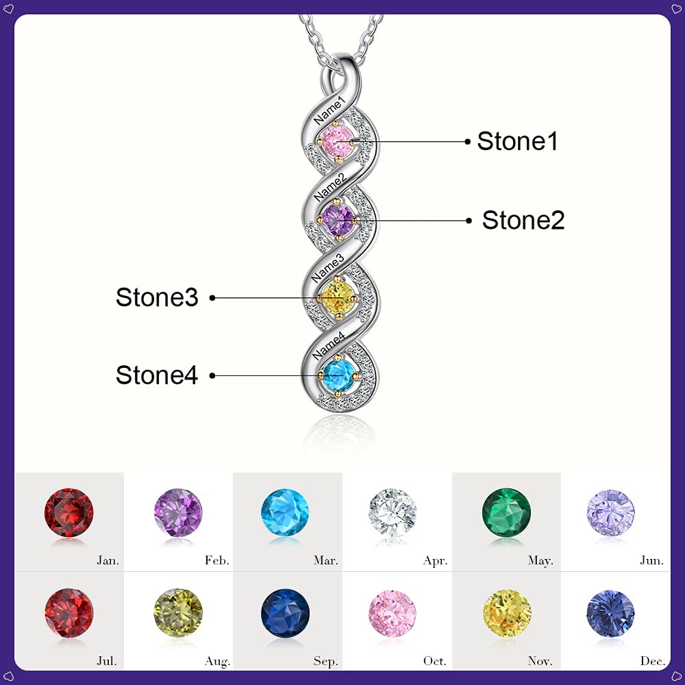 Olivenorma Women Birthstone Engraved Name Necklace