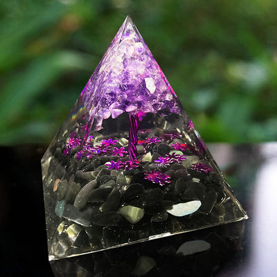 Olivenorma Soul Serenity – Amethyst & Obsidian Tree of Life Pyramid - image 2