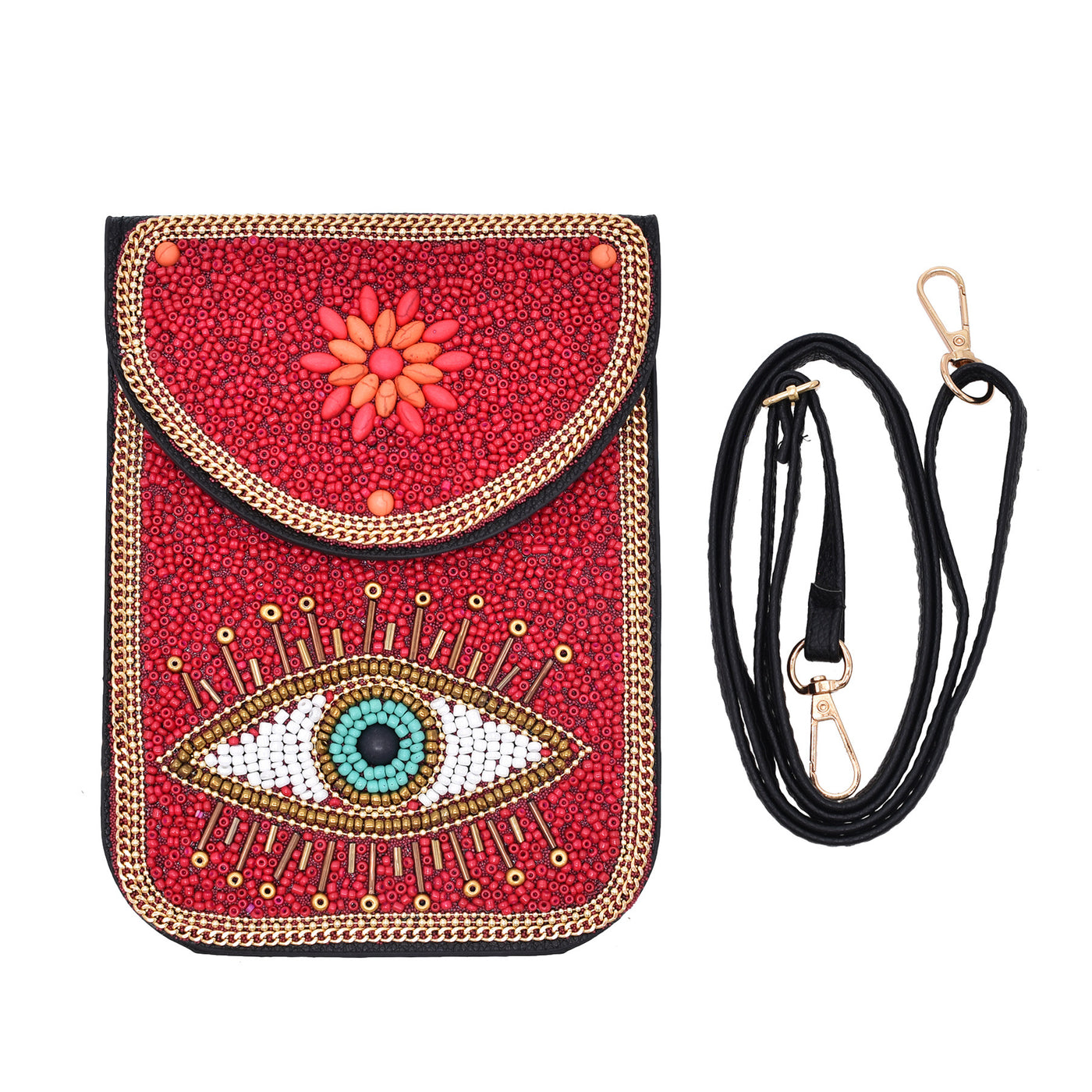 Olivenorma Bohemian Beaded Evil Eye Hamsa Mobile Phone Bag