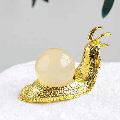 Olivenorma Natural Crystal Ball Holder Small Snail Gemstone Decoration