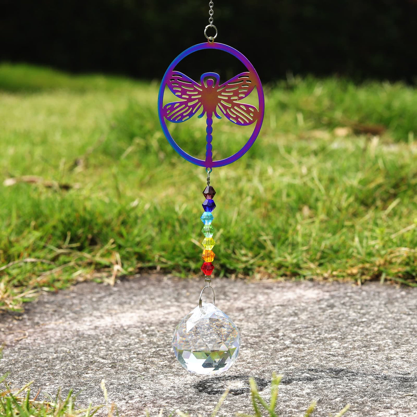 Olivenorma Clear Crystal Hanging Chakra Beads Wind Chime Suncatcher