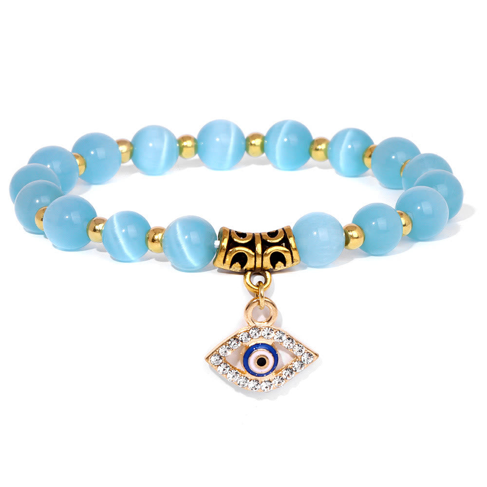 Olivenorma Natural Stone Beaded Evil Eye Pendant Bracelet