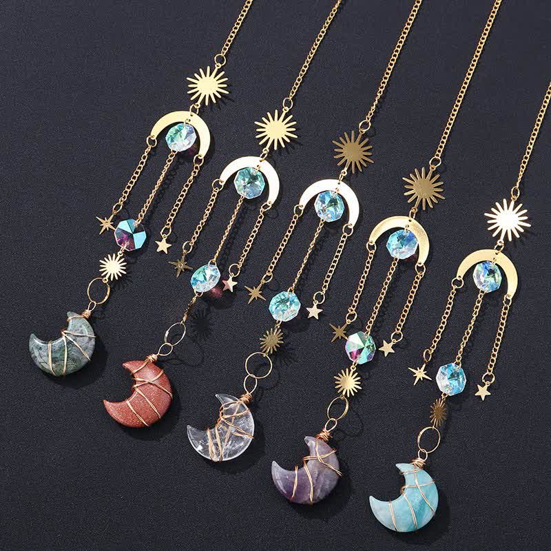 Sun And Moon Crystal Handmade Gemstone Ornament