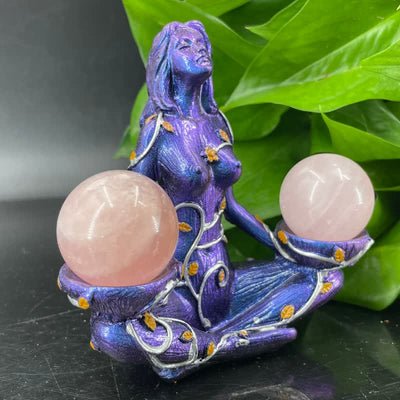 Resin Earth Goddess Crystal Sphere Stand Decoration