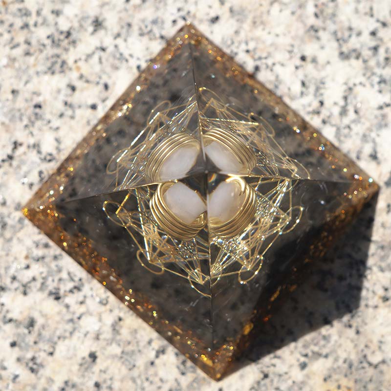 Olivenorma Rose Quartz With Obsidian Orgone Pyramid