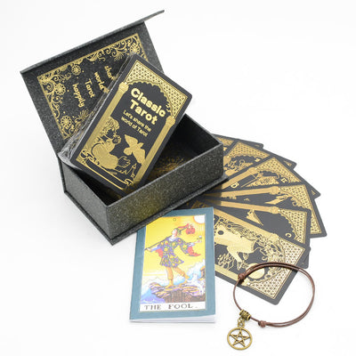 Olivenorma Bronzing Black Gold Foil Tarot Deck Cards