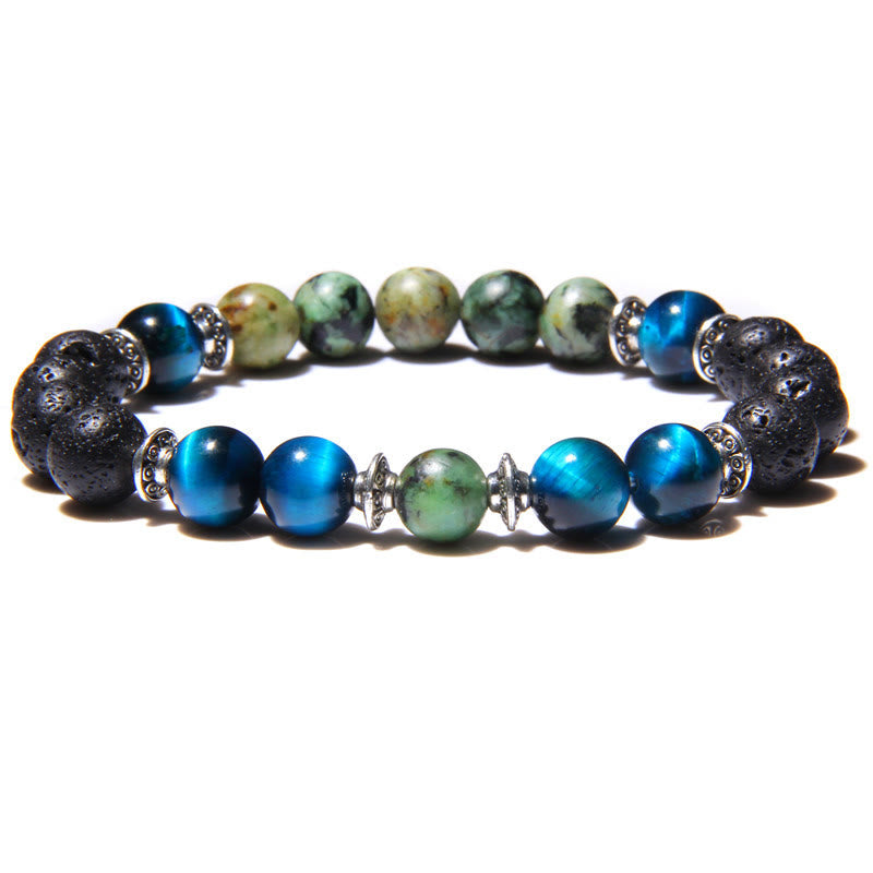 Olivenorma Natural Cat's Eye Stone Beads Men Bracelet