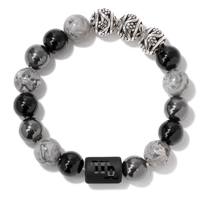 Olivenorma Obsidian Grey Jasper Hematite Beaded Zodiac Bracelet